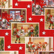Counter Roll Gift Wrap Santas on red